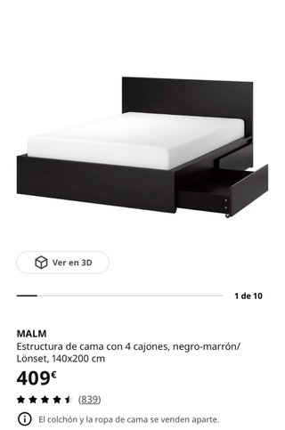 Estructura Cama MALM Ikea 4 Cajones 140x200
