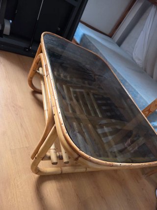 Mesa de centro bambú y cristal