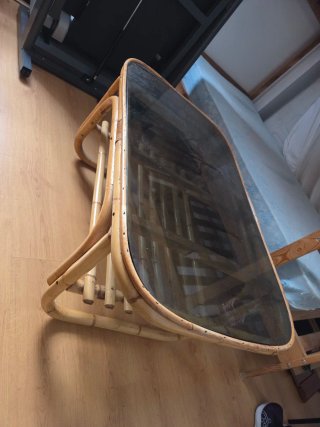 Mesa de centro bambú y cristal