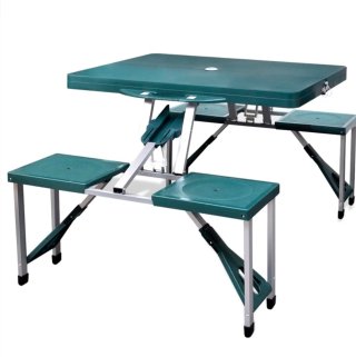 Mesa Camping Plegable 4 Asientos Verde