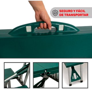 Mesa Camping Plegable 4 Asientos Verde