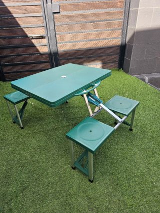Mesa Camping Plegable 4 Asientos Verde