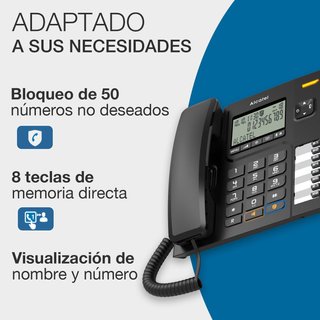 Alcatel teléfono sobremesa con altavoz negro