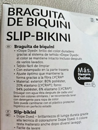 Braguita Bikini Mistral Talla 42 Negra Nuevo