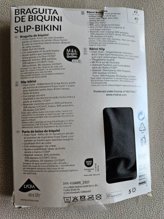 Braguita Bikini Mistral Talla 42 Negra Nuevo