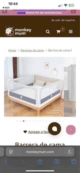 Barandilla de cama tipo cuna monkeymum