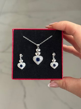 Set Cuore Blu Argento 925 Joyas de plata 925
