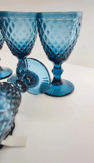 Set 6 Calici Vetro Blu Acqua Vino