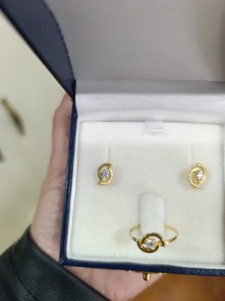 Precios rebajados Conjunto oro 18k: Anillo y Pendi