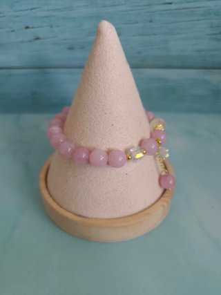 Pulsera elástica de Lepidolita natural.