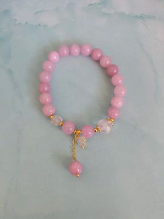 Pulsera elástica de Lepidolita natural.