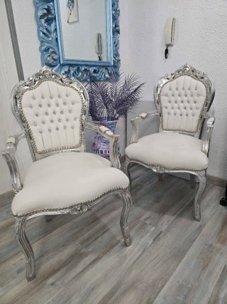 Sofá Barroco Plata y Blanco
