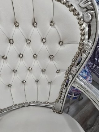 Sofá Barroco Plata y Blanco