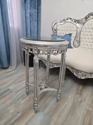 Sofá Barroco Plata y Blanco