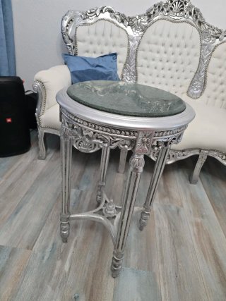 Sofá Barroco Plata y Blanco