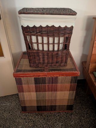 Cestas decorativas mimbre bambú madera