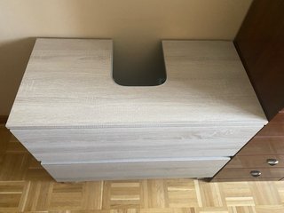 Mueble de baño madera y gris