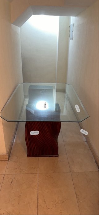 Mesa antigua madera y cristal