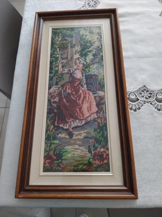 Quadro a mezzo punto con cornice in legno e vetro