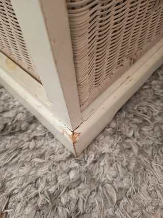 Cajonera Mimbre Mesita Noche Auxiliar con cristal