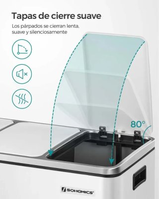 Cubo Basura Reciclaje Papelera Songmics LTB54WT