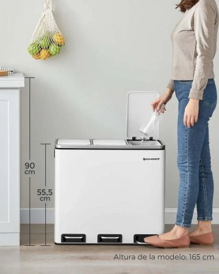 Cubo Basura Reciclaje Papelera Songmics LTB54WT