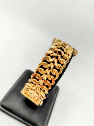 Pulsera Esclava oro 18kt doble cadena eslabón oval