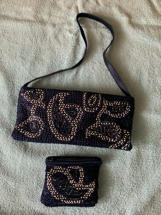 Bolso azul con monedero a juego