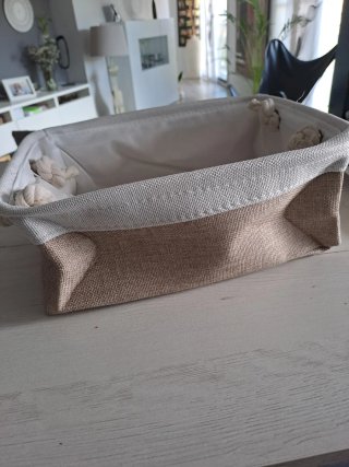 4 Cestas/Cajas Decorativas Tela y Yute