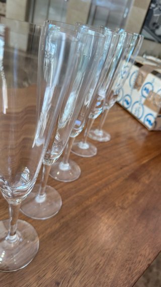 10 Calici di champagne in vetro soffiato