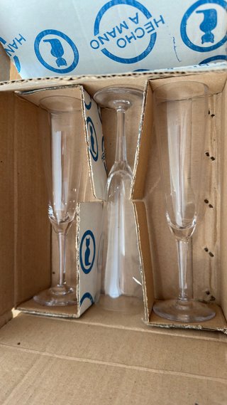 10 Calici di champagne in vetro soffiato
