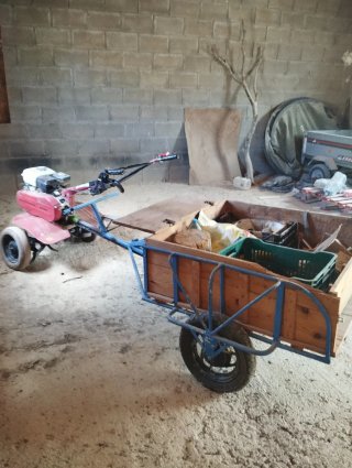 Motocultor con remolque