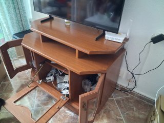 Mueble TV madera y cristal