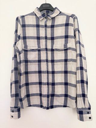 Camisa Mango cuadros azul y blanco mujer