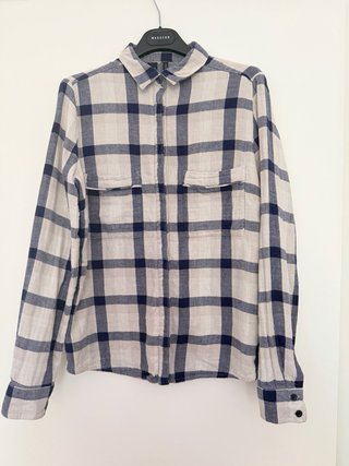 Camisa Mango cuadros azul y blanco mujer