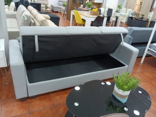 Sofá cama gris 210cm con arcón