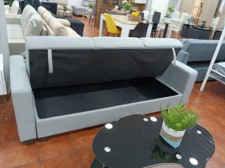 Sofá cama gris 210cm con arcón