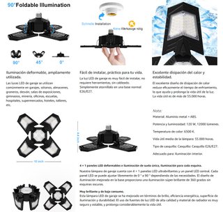 Lámpara luz LED techo 120W, 12.000 LM, E27