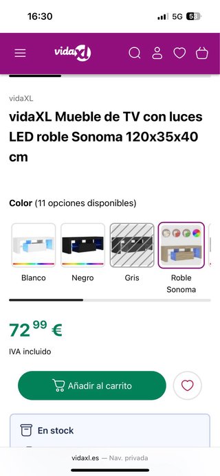 Mesa TV Roble Vida XL
