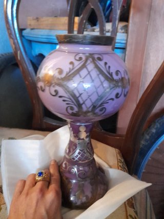 Jarrón Bohemia Cristal y Plata Morado