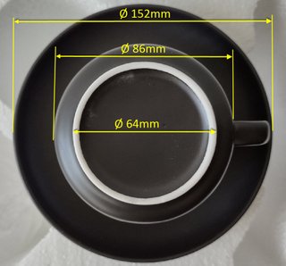 Juego 6 tazas, 6 platillos, soporte metálico