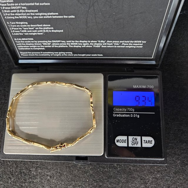 Pulsera de Oro 18K, Barras, 9,34gr, 20cm