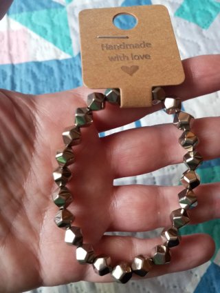 Pulsera de piedra pirita facetada