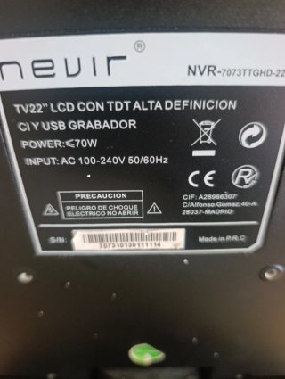 Televisor Nevir Negro 22"