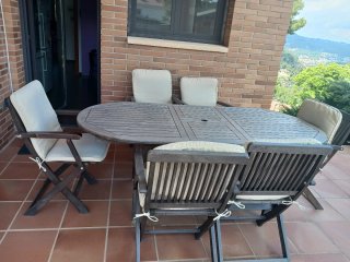 Conjunto mesa y sillas de jardín madera de teca