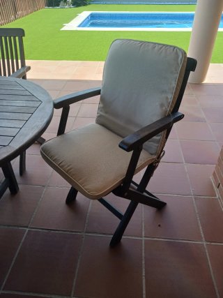 Conjunto mesa y sillas de jardín madera de teca