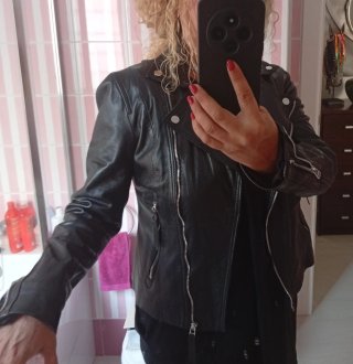 Chaqueta Biker Piel Stradivarius Negra