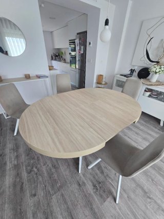 Mesa redonda extensible madera y metal