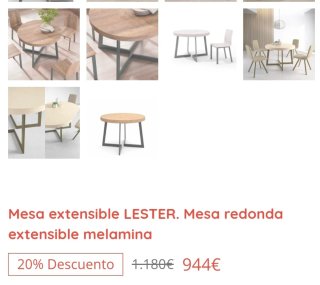 Mesa redonda extensible madera y metal