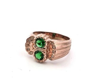 Anillo Oro Rosa 9k con Piedras Verdes